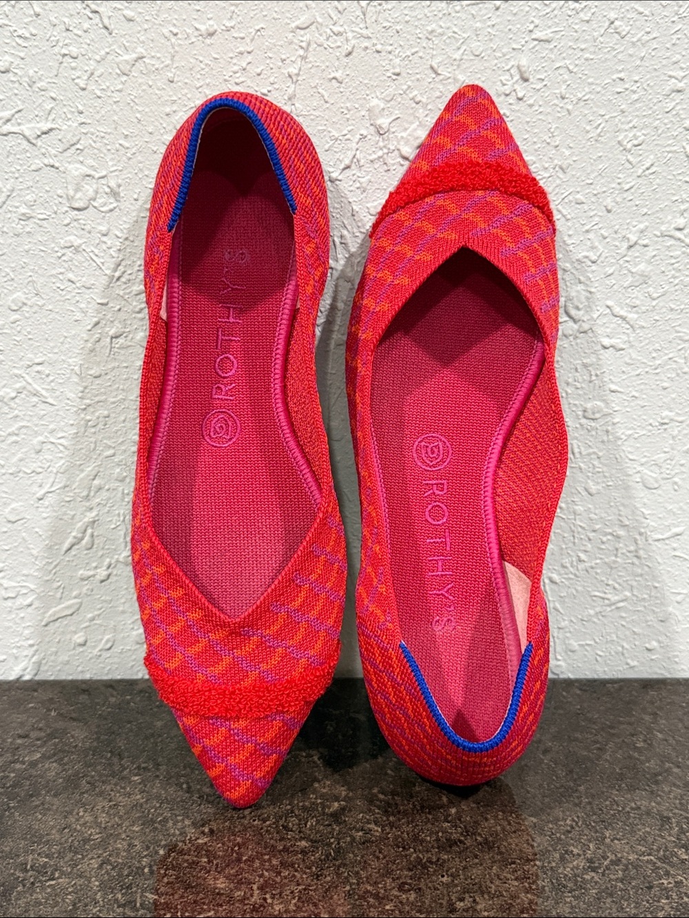 Rothy's Limited Edition The Point Pomegranate Grid Slip On Flats Size 8.5